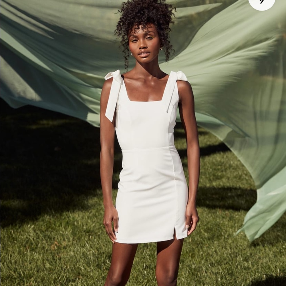 Your sweetie white tie mini dress Lulus. White lulus dress
